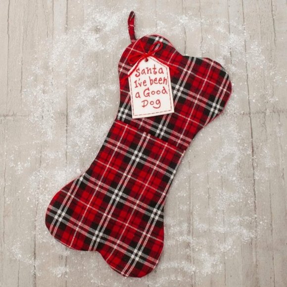 Peir 1 Other - NWT Pier 1 Plaid Dog Bone Christmas Stocking